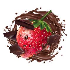 草莓巧克力块飞溅巧克力