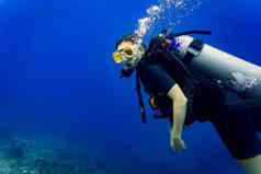 女人旅游潜水员血统礁潜水潜水水