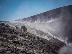 火山景观岩石山火山岛意大利