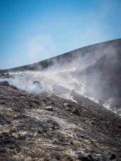 火山景观岩石山火山岛意大利