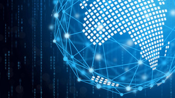 蓝色的技术圆电脑科学摘要背景蓝色的二进制代码矩阵业务连接未来主义的行业概念互联网网络网络主题