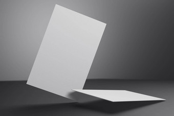 白色垂直业务卡纸模型模板空白空间封面插入公司标志个人身份黑色的纸板背景现代概念插图渲染