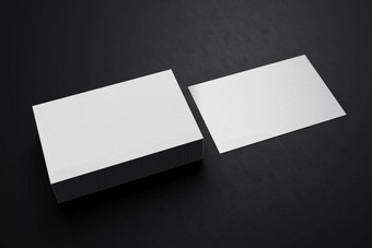 白色水平业务卡纸模型模板空白空间封面插入公司标志个人身份黑色的纸板地板上背景现代概念插图渲染