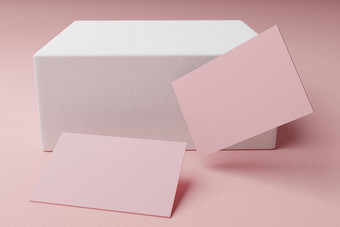 粉红色的柔和的业务卡纸模型模板空白空间封面插入公司标志个人身份纸板背景现代风格文具概念插图渲染