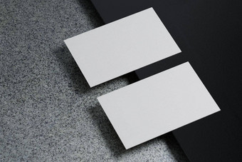 白色水平业务卡纸模型模板空白空间封面插入公司标志个人身份黑色的纸板地板上背景现代概念插图渲染