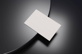 黑色的白色业务卡纸模型模板空白空间封面插入公司标志个人身份黑色的铬地板上背景现代概念插图渲染