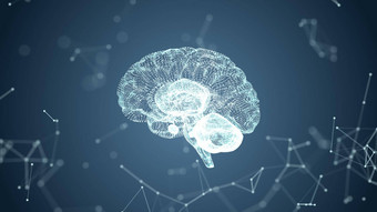 摘要医疗蓝色的发光大脑线框网络连接点空间背景未来主义的科学医疗技术概念摘要人类身体部分系统概念插图