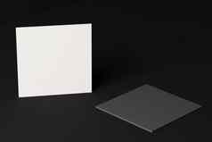 白色广场形状纸业务卡模型黑色的现代织物表格背景品牌演讲模板打印图形设计卡片模拟插图呈现