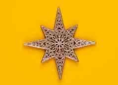 圣诞节明星装饰黄色的彩色的背景