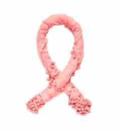 粉红色的艾滋病丝带扭曲的精致的织物孤立的白色背景