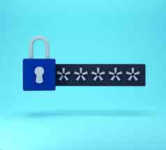 锁密码场密码受保护的安全登录概念最小的有创意的概念蓝色的黑色的颜色呈现