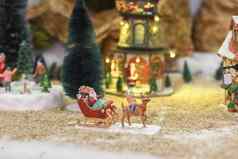 圣诞老人老人游乐设施雪橇礼物冬天场景陶瓷数据圣诞节