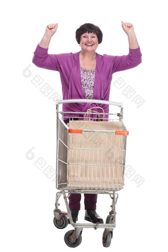 休闲上了年纪的女人<strong>购物</strong>车