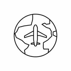 旅行飞机地球行图标元素机场旅行插图图标迹象符号网络标志移动应用程序