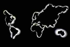 世界地图大陆画计划黑色的白色地球地球