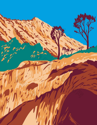 傻瓜自然桥状态公园最大自然石灰华桥佩亚利桑那州美国水渍险海报艺术