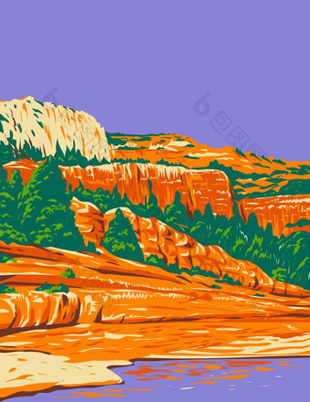 幻灯片岩石状态公园位于橡木溪峡谷塞多纳亚利桑那州美国<strong>水渍</strong>险海报艺术