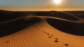 风景优美的脊沙子沙丘撒哈拉沙漠沙漠摩洛哥