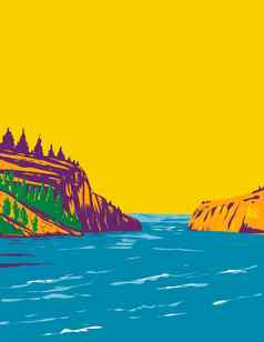 格恩西岛状态公园位于西北唱片县怀俄明水渍险海报艺术