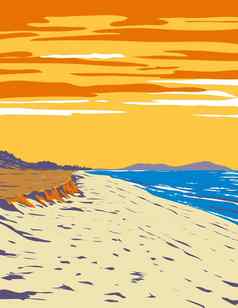 布蒂布蒂国家公园英里海滩福斯特tuncurry南威尔士澳大利亚水渍险海报艺术