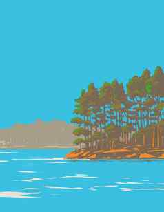 湖凯瑟琳状态公园南海岸湖凯瑟琳东南热弹簧阿肯色州水渍险海报艺术