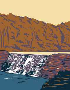 魔鬼的那状态公园瀑布巴特菲尔德小道欧扎克山西北阿肯色州水渍险海报艺术
