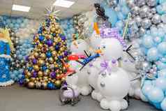圣诞节数据雪人气球庆祝一年圣诞节