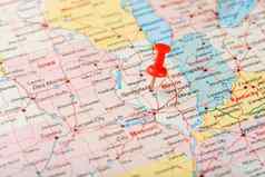 红色的文书针地图美国伊利诺斯州资本斯普林菲尔德关闭地图伊利诺斯州红色的谢谢