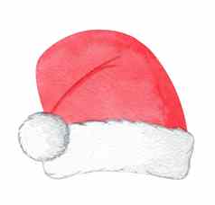 水彩红色的圣诞老人他孤立的白色背景圣诞节卡片装饰