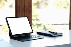 模型图像黑色的数字平板电脑空白桌面白色屏幕工作空间首页办公室
