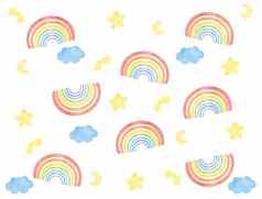 彩虹幼稚的打印海报托儿所装饰彩虹打印可爱的插图孩子们房间