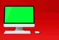 孤立的桌面绿色屏幕红色的背景合适的元素设计呈现