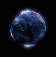 发光的球地图世界粒子