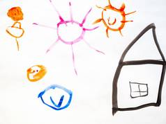 孩子的画房子太阳