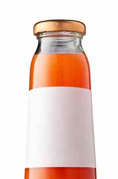 胡萝卜汁玻璃瓶孤立的白色