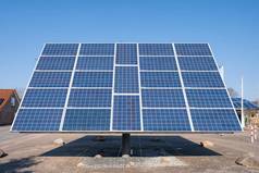 太阳能面板电池可再生能源天空背景