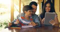 妈妈着色在线颜色纸裁剪拍摄年轻的家庭着色平板电脑表格