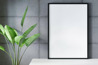 空白空图片框架模型灰色的水泥墙