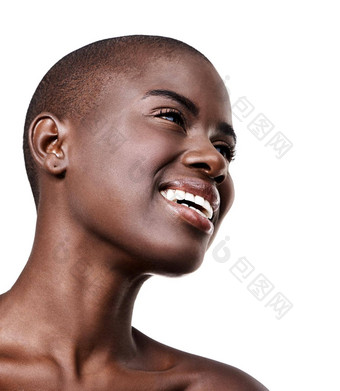 <strong>美体</strong>系结构事比例低角拍摄美丽的年轻的非洲女人孤立的白色
