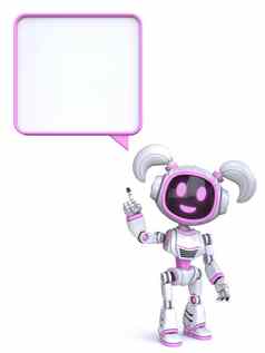 可爱的粉红色的女孩机器人空白漫画泡沫