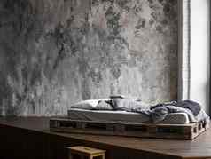 未交货床上使木块米色床上用品卧室墙威尼斯粉刷斯堪的那维亚风格