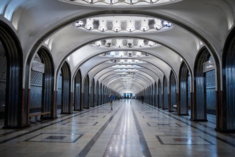 马雅可夫斯基<strong>地铁</strong>站莫斯科俄罗斯细斯大林主义体系结构著名的<strong>地铁</strong>站世界打开