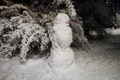 雪人操场上降雪晚上