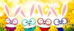 有趣的复活节兔子快乐复活节假期概念插图