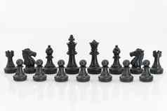 黑色的国际象棋块白色背景
