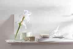 花瓶白色虹膜杯大小框架照片盒子专辑表格斯堪的那维亚风格