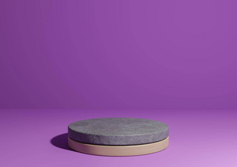 明亮的紫色的紫罗兰色的呈现简单的产品显示自然最小的背景油缸讲台上站使混凝土木自然产品
