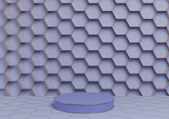 光柔和的蓝色的呈现产品显示讲台上豪华的金蜂窝摘要背景油缸站最小的简单的模板自然奢侈品蜂蜜产品