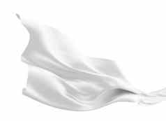 白色织物飞行风孤立的白色背景渲染