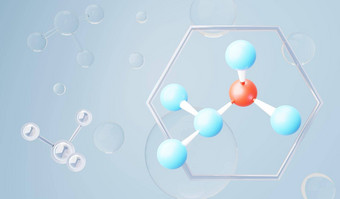 渲染简单的化学债券一边细胞分子原子离子债券分子液体下降泡沫背景共价债券生化交互